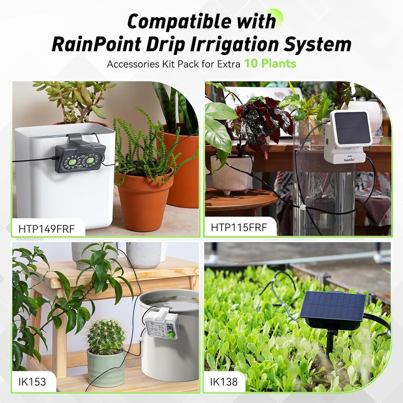 RAINPOINT Drip Irrigation Pump Extended Driplines Accessories Kit/Expand Kit Pack for Extra 10 Plants - Image 2